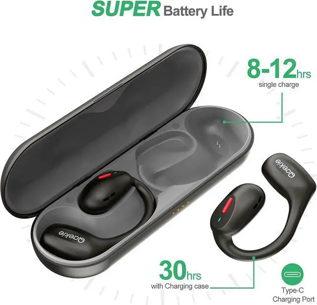 Alt view image 6 of 7 - Qaekie Open Ear Headphones - Bluetooth 5.3 Wireless Headphones with Mic for iPhone & Android, Open Ear Wireless Earbuds Immersive Superior Sound, 40hrs Playtime Waterproof Sport Earbuds for Running