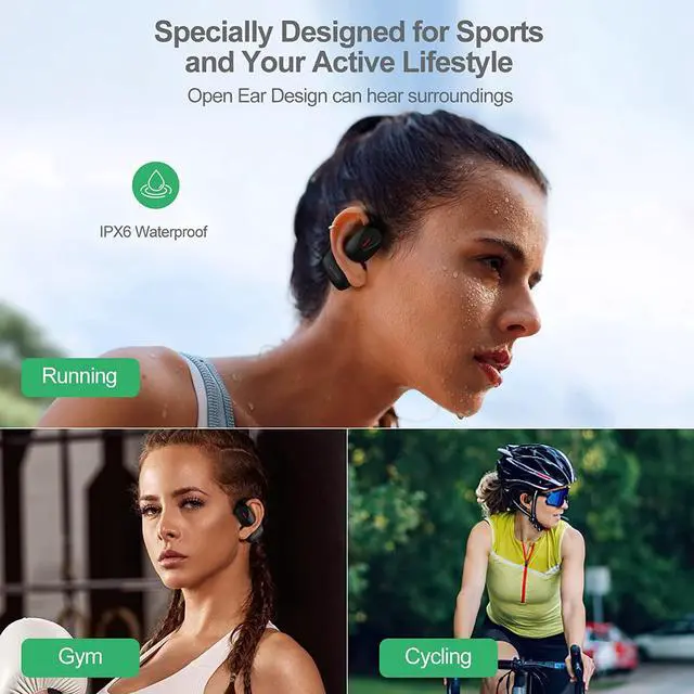 Alt view image 7 of 7 - Qaekie Open Ear Headphones - Bluetooth 5.3 Wireless Headphones with Mic for iPhone & Android, Open Ear Wireless Earbuds Immersive Superior Sound, 40hrs Playtime Waterproof Sport Earbuds for Running