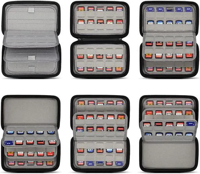 Alt view image 3 of 7 - sisma 80 Switch Game Case Compatible with Nintendo Switch/Switch 2 Games or PS Vita Cartridges, Hard Shell Game Card Holders Organizer Storage Case Carrying Bag Black