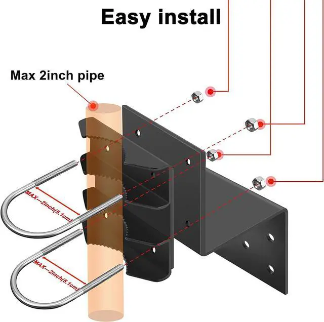 Alt view image 3 of 4 - Antenna Mount Outdoor Antenna Pole Mast Mount Bracket- Heavy Duty Steel with U-Bracket Assembly + 6 Screws