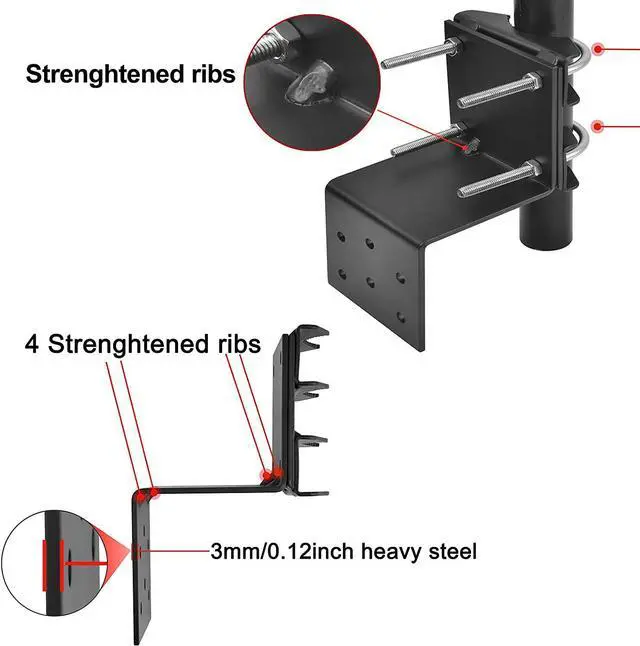 Alt view image 2 of 4 - Antenna Mount Outdoor Antenna Pole Mast Mount Bracket- Heavy Duty Steel with U-Bracket Assembly + 6 Screws