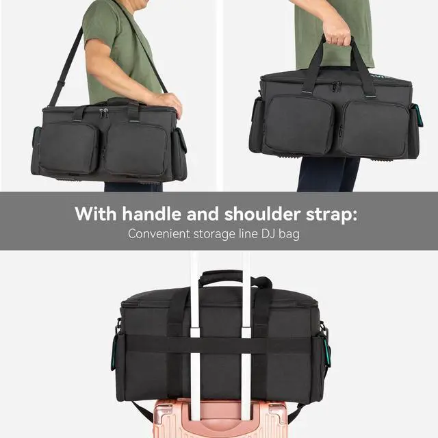 Alt view image 7 of 7 - DJ Cable File Bag, Detachable Padded Bottom and Adjustable Dividers, Stores Music, Audio, and Visual Cabling, Portable Travel Storage and Studio Organization (Blue)