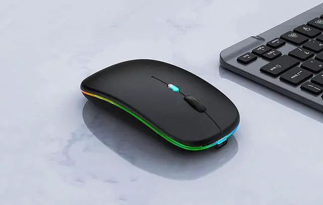 Alt view image 2 of 7 - Wireless Bluetooth Mouse,LED Rechargeable Silent Slim Laptop Mouse,Portable(BT5.2/3.0 and USB Receiver) Dual Mode Computer Mouse for Laptop,ipad Tablet,Apple Desktop,Mac.(Black)