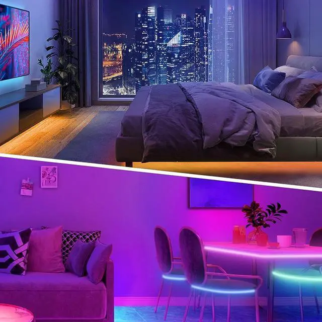 Alt view image 7 of 7 - 200ft (2 Rolls of 100 ft) Led Strip Lights RGB Music Sync Color Changing Bluetooth Led Lights with Smart App Control Remote Led Lights for Bedroom Room Lighting Flexible Home Dcor