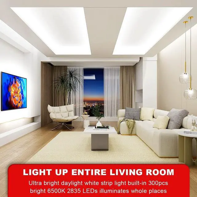 Alt view image 2 of 6 - White LED Strip Lights 16.4ft Dimmable LED Light Strip 12v Flexible LED Rope Lights Kits for Kitchen Cabinet Mirror Bedroom Party Decor