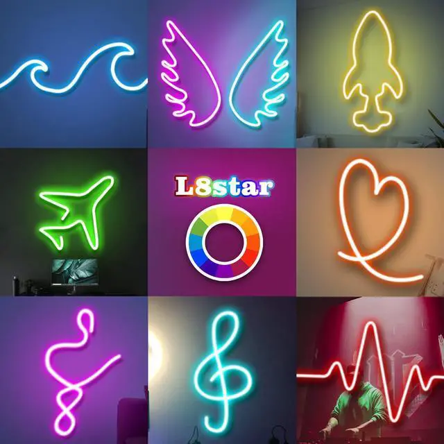 Alt view image 6 of 7 - 16.4ft RGB LED Neon Rope Light with Remote Control Smart Color Changing DIY Mode Neon Flex Strip Lights for Bedroom Indoors Outdoors Decor