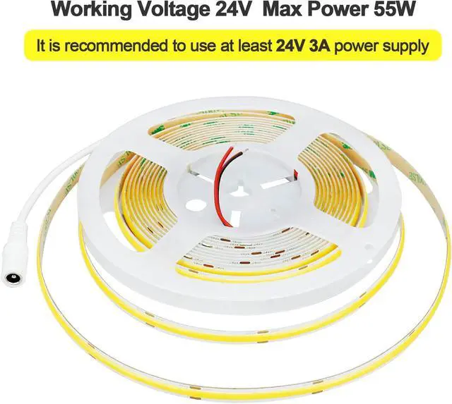 Alt view image 4 of 7 - 24V COB LED Strip Light Warm White 3000K 5M/16.4ft 2400LEDs 4500Lm Uniform Glow CRI 93+ Flexible IP20 Not Waterproof LED Tape Lights for DIY Cabinet Bedroom Kitchen Home Decor(No Power Supply)