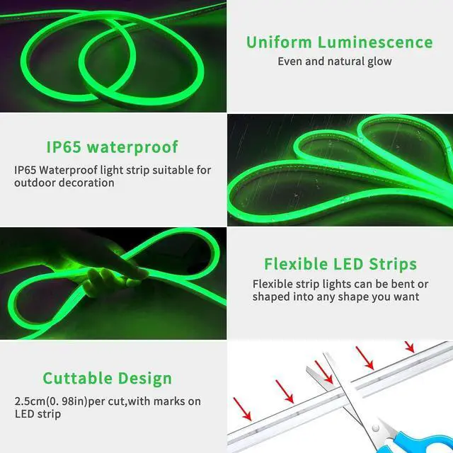 Alt view image 6 of 7 - 16.4ft LED neon Lights with Remote APP Control IP65 Waterproof Flexible Neon Strip Lights 24V RGB LED Rope Lights for Bedroom Room Outdoors Decor