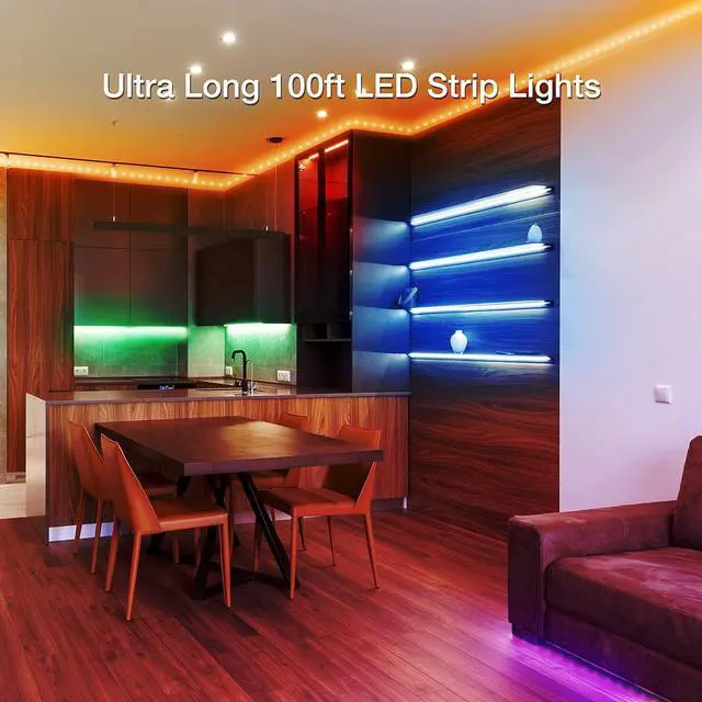 Alt view image 3 of 7 - 100ft Color Changing LED Light Strips Kit with 44 Keys Remote Decor Lights for Bedroom Home