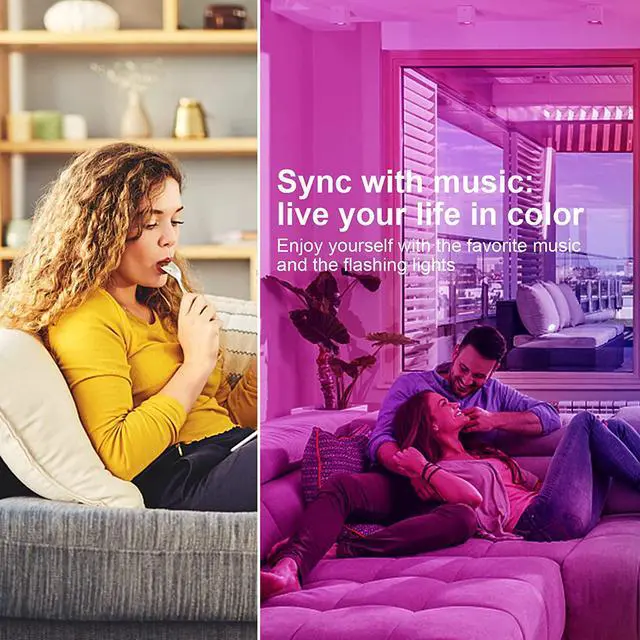 Alt view image 4 of 6 - Led Lights for Bedroom 100ft Led Strip Lights Music Sync Color Changing Led Lights with APP and 44 Keys Remote Control Rope Lights RGB Led Light Strips for Room Decor(50ft*2)