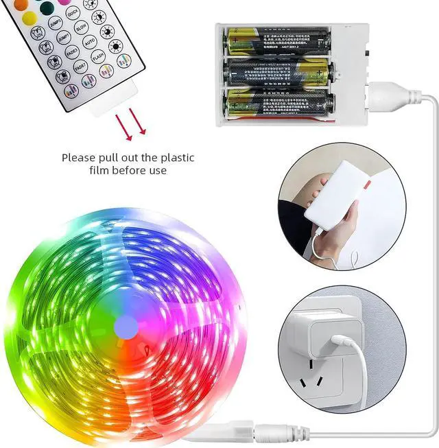 Alt view image 5 of 6 - Battery Operated LED Strip Lights 20ft Battery Powered LED Strip Lights for Bedroom Color Changing APP Remote USB Led Lights for TV Room Kitchen Party