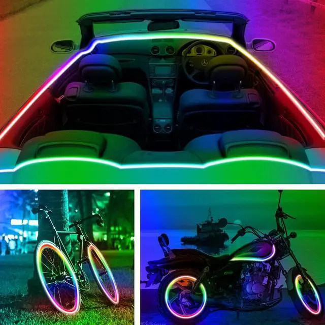 Alt view image 4 of 6 - Battery Powered Led Strip Lights 25 ft LED Lights for Bedroom Battery Operated Color Changing Lights Music Sync App Remote Control RGB USB Led Lights for TV Room Rope Lights