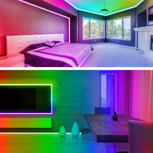 Alt view image 5 of 6 - Battery Powered Led Strip Lights 25 ft LED Lights for Bedroom Battery Operated Color Changing Lights Music Sync App Remote Control RGB USB Led Lights for TV Room Rope Lights