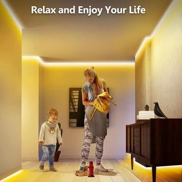 Alt view image 7 of 7 - COB LED Strip Lights Warm White 32.8ft 3000K 24V Dimmable Tape Light Premium High Density 305LM+/ft 4800LEDs Ra 90+ 3W/FT UL Listed for Cabinets Shelves(Power Supply Sold Separately)