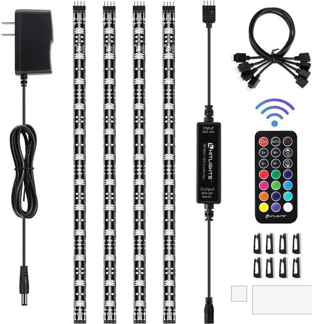 Main image of LED Strip Lights 4 Pre-Cut Waterproof RGB Small LED Light Strip Kit Dimmable Color Changing SMD 5050 LED Tape Light with RF Remote UL-Listed Power Supply and Connectors for TV Bedroom Home