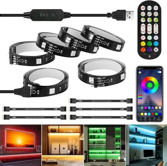 Main image of LED Strip Lights 10ft 6 Pre-cut 1.64ft RGB LED Lights for 43-65 Inch TV App Control TV LED Backlight with Remote Music Sync USB Bias Lighting LED Strip Lights for Bedroom PC Monitor Mirror Cabinet