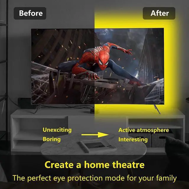 Alt view image 6 of 6 - LED Strip Lights 10ft 6 Pre-cut 1.64ft RGB LED Lights for 43-65 Inch TV App Control TV LED Backlight with Remote Music Sync USB Bias Lighting LED Strip Lights for Bedroom PC Monitor Mirror Cabinet