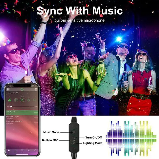 Alt view image 2 of 6 - LED Strip Lights 10ft 6 Pre-cut 1.64ft RGB LED Lights for 43-65 Inch TV App Control TV LED Backlight with Remote Music Sync USB Bias Lighting LED Strip Lights for Bedroom PC Monitor Mirror Cabinet