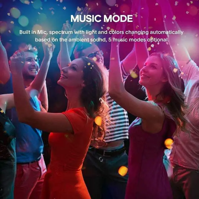 Alt view image 5 of 7 - Led Strip Lights Battery Powered 32ft USB Led Light Strip with Music Sync App Control Remote RGB Color Changing Battery Operated LED Lights for Bedroom TV Home and DIY Decoration