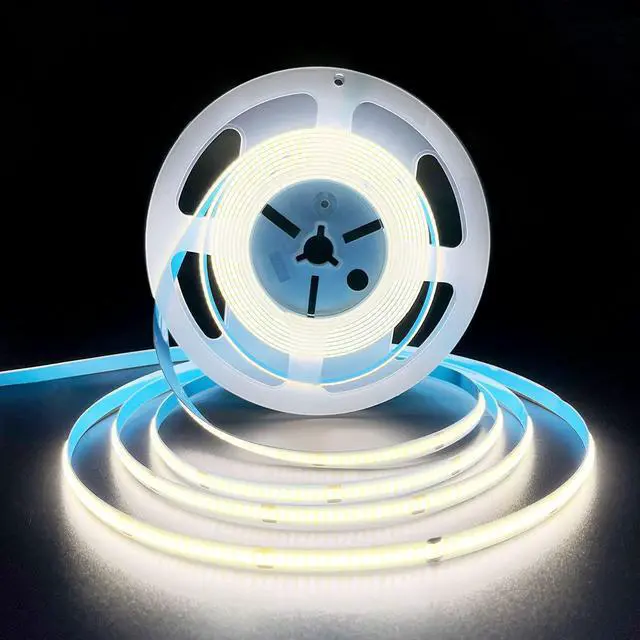 Main image of COB LED Strip Lights White 6000K DC12V 16.4ft/5M 320leds/M CRI90 Flexible LED Tape Lights 8mm for Indoor Home Cabinet Bedroom Kitchen Stage Backlight DIY Lighting(Without Power Supply)