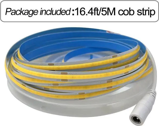 Alt view image 6 of 6 - COB LED Strip Lights White 6000K DC12V 16.4ft/5M 320leds/M CRI90 Flexible LED Tape Lights 8mm for Indoor Home Cabinet Bedroom Kitchen Stage Backlight DIY Lighting(Without Power Supply)
