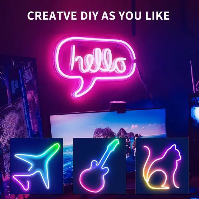 Alt view image 3 of 7 - 50ft RGB LED neon Rope Lights LED neon Strip Lights with Remote Control/APP Control IP65 24V Waterproof Flexible Neon LED Strip Lights Led Lights for Bedroom Room Outdoors Décor