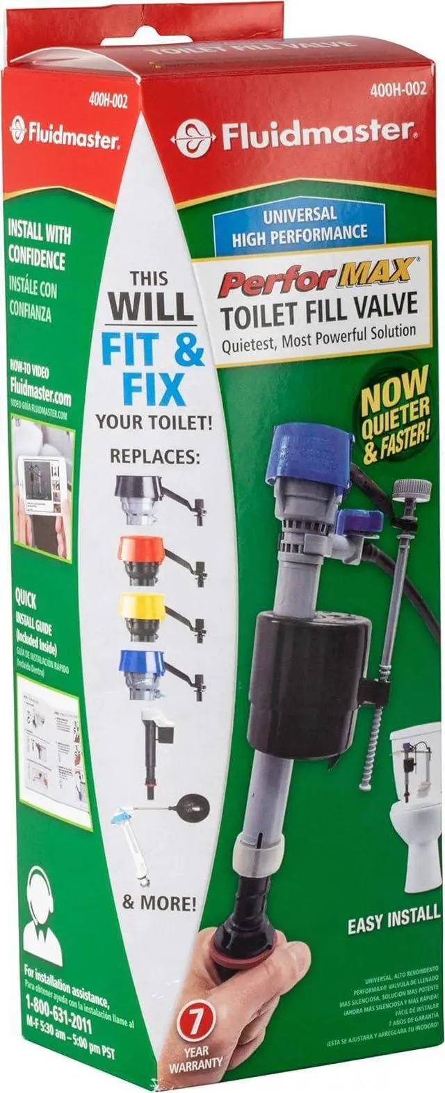 Alt view image 5 of 7 - 400H-002 Performax Universal Toilet Fill Valve High Performance Tank and Bowl Water Control 1-Pack Multicolor