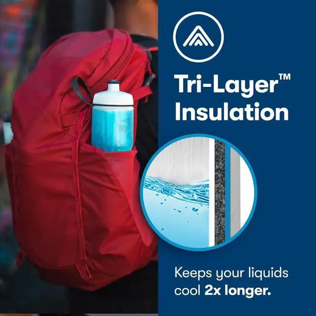 Alt view image 3 of 6 - Polar Bottle Sport Insulated by HydraPak (20oz & 24oz)  Leak Proof Water Bottles Keep Water Cooler 2x Longer than a Regular Reusable Water Bottle