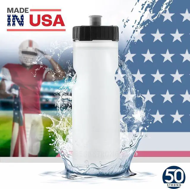 Alt view image 5 of 7 - 50 Strong Bulk Water Bottles | 24 Pack Sports Bottle | 22 oz. BPA-Free Easy Open with Pull Top Cap | Made in USA | Reusable Plastic Water Bottles for Adults & Kids | Top Rack Dishwasher Safe
