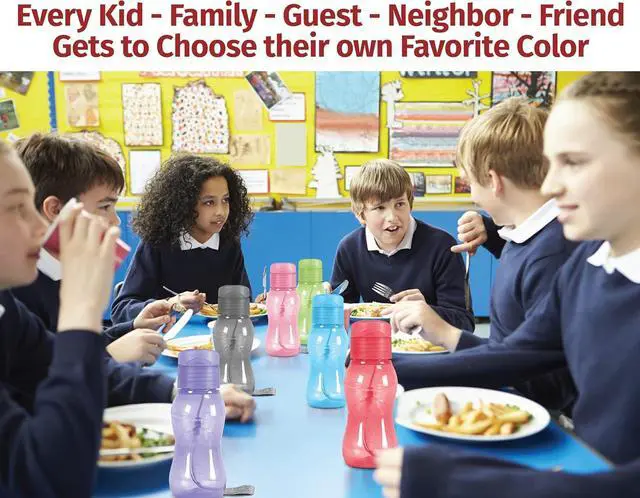 Alt view image 2 of 7 - MILTON 8 pack 6 oz Kids Water Bottle for School Leak Free Flip Lid- Portable Small Sports Water Bottle for Adults Carry Strap Party Favors for Kids Treats Prizes Gifts Goodie Bag Stuffers Bulk Pack