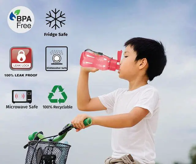 Alt view image 6 of 7 - MILTON 8 pack 6 oz Kids Water Bottle for School Leak Free Flip Lid- Portable Small Sports Water Bottle for Adults Carry Strap Party Favors for Kids Treats Prizes Gifts Goodie Bag Stuffers Bulk Pack