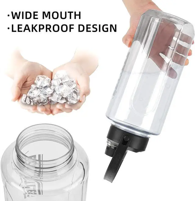 Alt view image 5 of 7 - Half Gallon/64oz Water Bottle With Handle, Leak proof with removable strainer, BPA Free Fitness 2L Sports Water Jug, ensure You Drink Enough Water Daily for Gym and Outdoor Sports(Grey)