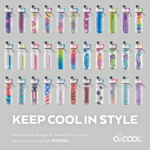 Alt view image 7 of 7 - O2COOL Mist 'N Sip Misting Water Bottle 2-in-1 Mist And Sip Function With No Leak Pull Top Spout Reusable Sports Water Bottle - 20 oz (2 Pack Soccer)