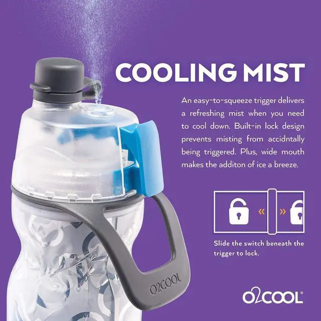 Alt view image 6 of 7 - O2COOL Mist 'N Sip Misting Water Bottle 2-in-1 Mist And Sip Function With No Leak Pull Top Spout Reusable Sports Water Bottle - 20 oz (2 Pack Soccer)
