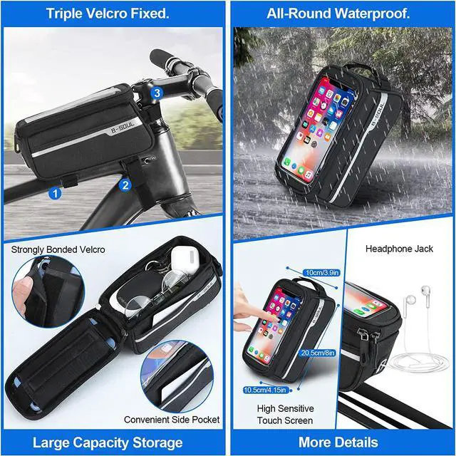 Alt view image 4 of 7 - 8 Pack Bicycle Accessories, Bike Light Set USB Rechargeable, 1 Bike Water Bottle Holder, Bicycle Bag and 1 Bike Aluminum Bicycle Bell,Pump