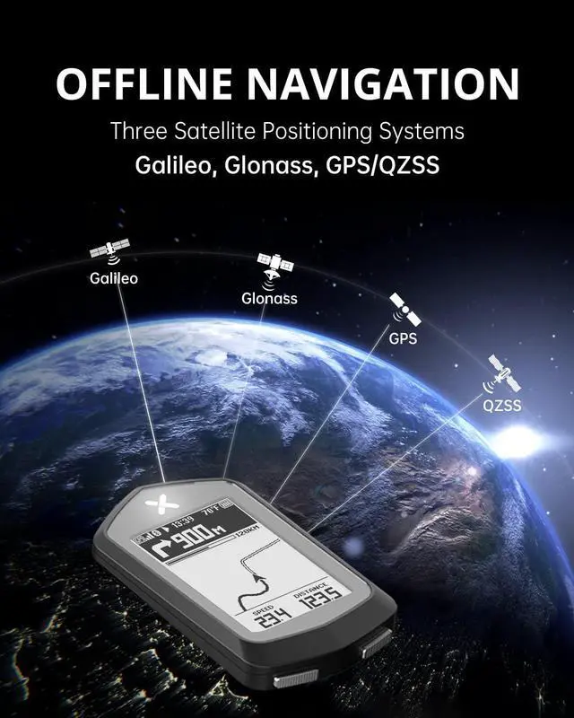 Alt view image 4 of 7 - NAV Cycling Computer GPS Wireless Ant+ Cycling Computer GPS with Bluetooth, IPX7 Waterproof Bicycle Speedometer Odometer with 2.4Inch LCD and Auto Backlight Fits All Bikes