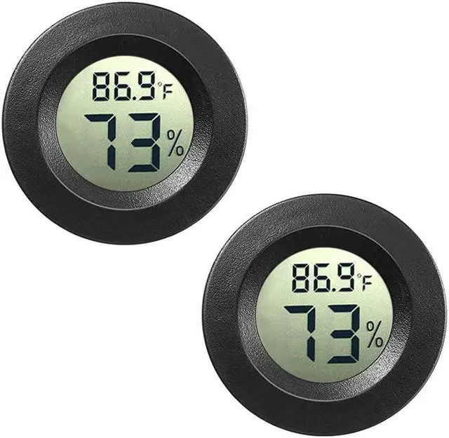 Main image of 2-Pack Mini Hygrometer Thermometer Digital LCD Monitor Indoor/Outdoor Humidity Meter Gauge Temperature for Humidifiers Dehumidifiers Greenhouse Reptile Humidor Fahrenheit()/ Celsius()