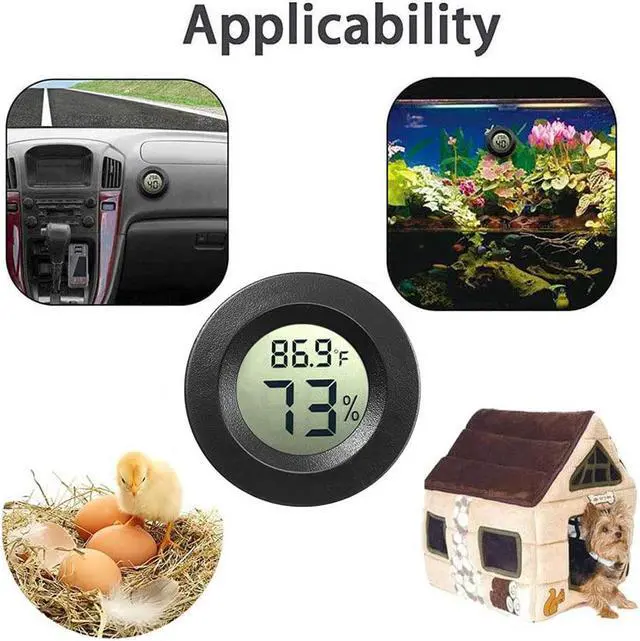 Alt view image 2 of 7 - 2-Pack Mini Hygrometer Thermometer Digital LCD Monitor Indoor/Outdoor Humidity Meter Gauge Temperature for Humidifiers Dehumidifiers Greenhouse Reptile Humidor Fahrenheit()/ Celsius()