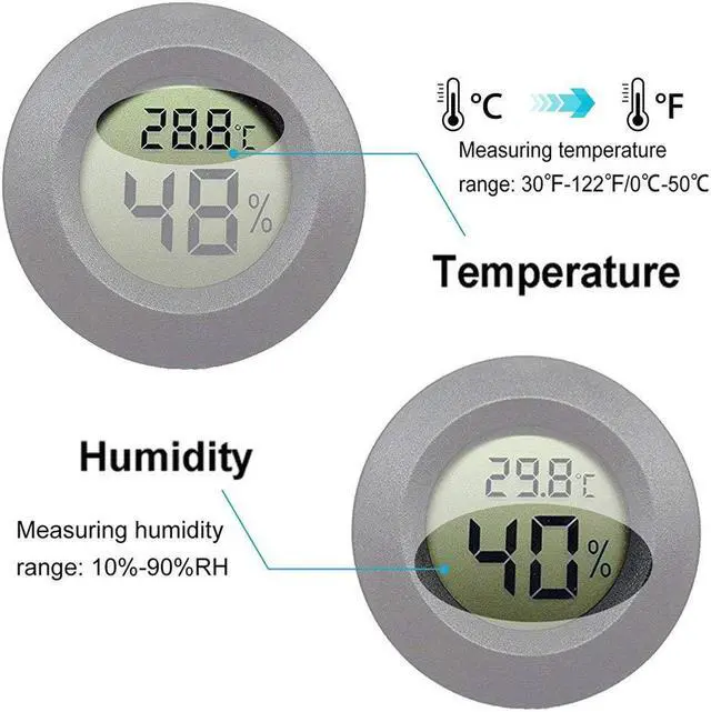 Alt view image 3 of 7 - 2-Pack Mini Hygrometer Thermometer Digital LCD Monitor Indoor/Outdoor Humidity Meter Gauge Temperature for Humidifiers Dehumidifiers Greenhouse Reptile Humidor Fahrenheit()/ Celsius()