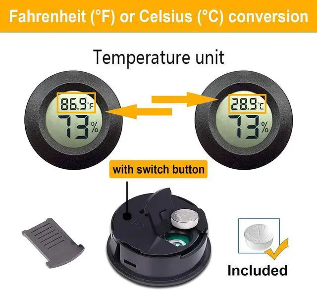 Alt view image 4 of 7 - 2-Pack Mini Hygrometer Thermometer Digital LCD Monitor Indoor/Outdoor Humidity Meter Gauge Temperature for Humidifiers Dehumidifiers Greenhouse Reptile Humidor Fahrenheit()/ Celsius()