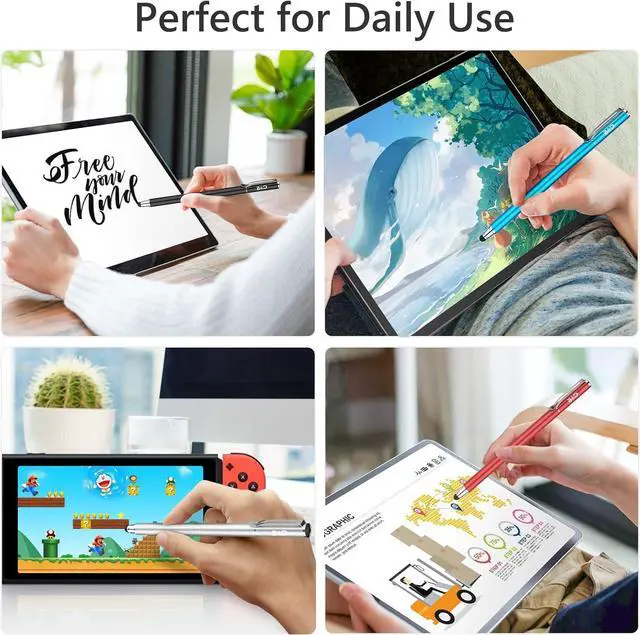 Alt view image 7 of 7 - (2 Pcs)[0.18-inch Fine Tip ] Stylus Touch Screen Pens 5.5 L Perfect for Drawing Writing Gaming Compatiable with  iPad iPhone  Tablets and All Other Touch Screens