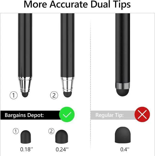 Alt view image 3 of 7 - (2 Pcs)[0.18-inch Fine Tip ] Stylus Touch Screen Pens 5.5 L Perfect for Drawing Writing Gaming Compatiable with  iPad iPhone  Tablets and All Other Touch Screens