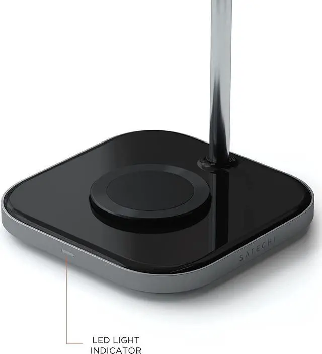 Alt view image 3 of 7 - Satechi 2-in-1 Headphone Stand with Wireless Charger  USB Type-C Output Port and Magnetic Wireless Charger  Compatible with iPhones 16/15/14/13/12 and Other Qi-Enabled Devices