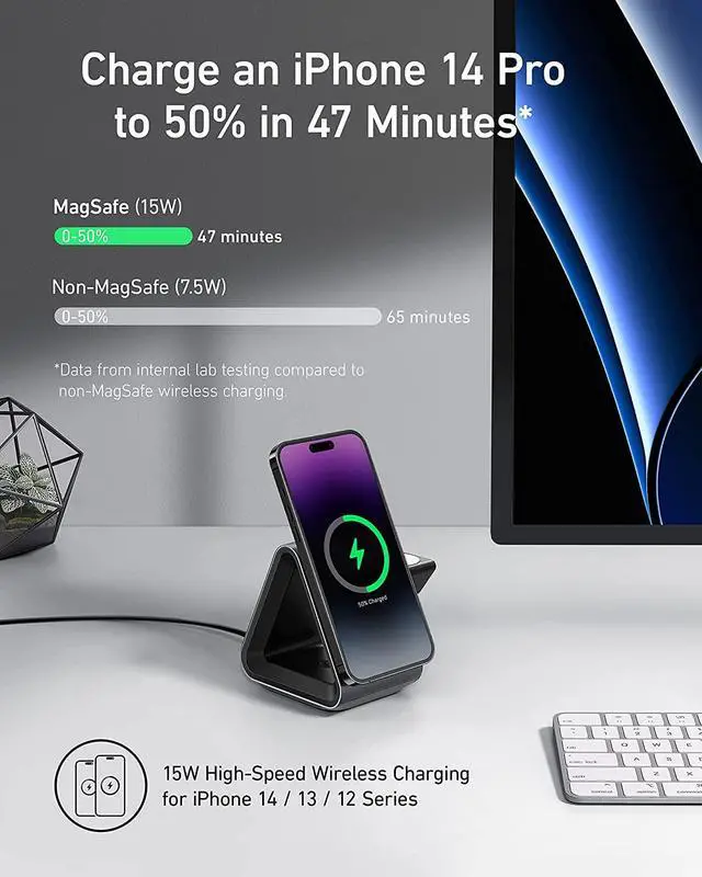 Alt view image 5 of 7 - MagSafe Charger, Anker 737 MagGo Charger (3-in-1 Station) with MFi-Certified 15W Max Fast Charging, for iPhone 14/13 / 12 Series, Apple Watch S8 / 7/6, AirPods 3 / Pro (30W USB-C Charger Included)