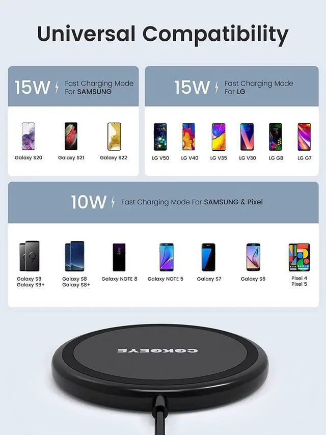 Alt view image 3 of 7 - Wireless Charger 15W Max Fast Wireless Charging Pad 2-Pack Compatible with iPhone16/16Plus/16Pro /16ProMax/iPhone15/15Pro/15Plus/14/13/12/ S24 /S24Ultra/S23Ultra/S22/S21  2