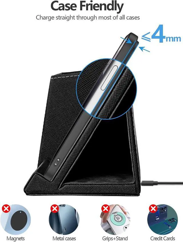 Alt view image 7 of 7 - Desk Supplies Organizer, Multi-Functional Pencil Pen Holder with Wireless Charger, Desktop Stationery Organizer, Home Office Supply Storage Box Caddy (Black)