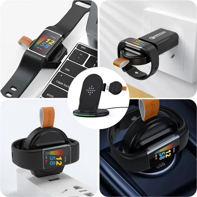 Alt view image 7 of 7 - 3 in 1 Charger for Fitbit Charge 5/Charge 6/Luxe, Charging Station for iPhone 15/14/13 Pro Max/12/11/8, for Samsung Galaxy S23 S22+ S22, for AirPods Pro/3&Galaxy Buds Pro