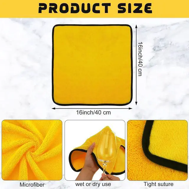 Alt view image 2 of 7 - 40 Pcs Yellow Microfiber Towels: 16"x16" Microfiber Drying Towels Bulk Micro Fiber Car Cleaning Cloth for Cars Drying Washing Polishing Cleaning Household Supplies