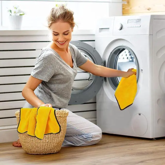 Alt view image 4 of 7 - 40 Pcs Yellow Microfiber Towels: 16"x16" Microfiber Drying Towels Bulk Micro Fiber Car Cleaning Cloth for Cars Drying Washing Polishing Cleaning Household Supplies
