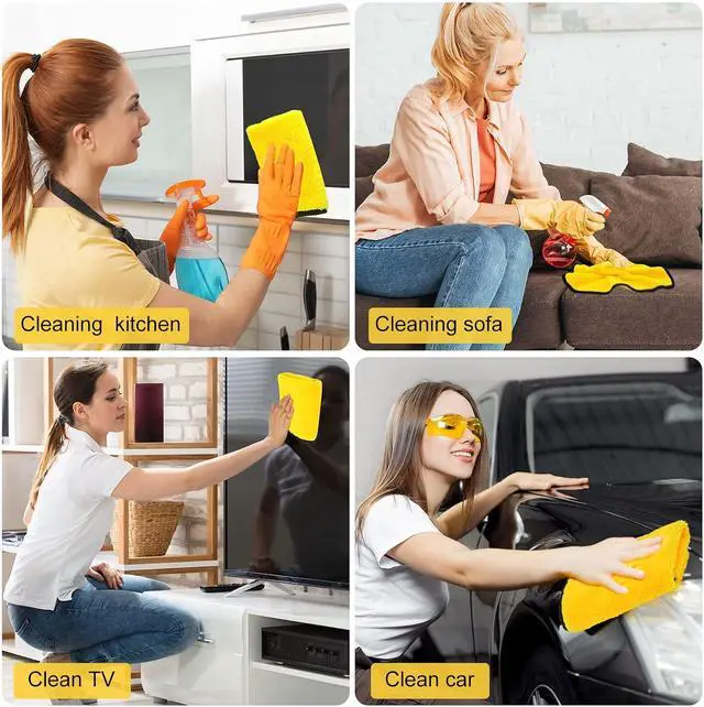 Alt view image 7 of 7 - 40 Pcs Yellow Microfiber Towels: 16"x16" Microfiber Drying Towels Bulk Micro Fiber Car Cleaning Cloth for Cars Drying Washing Polishing Cleaning Household Supplies